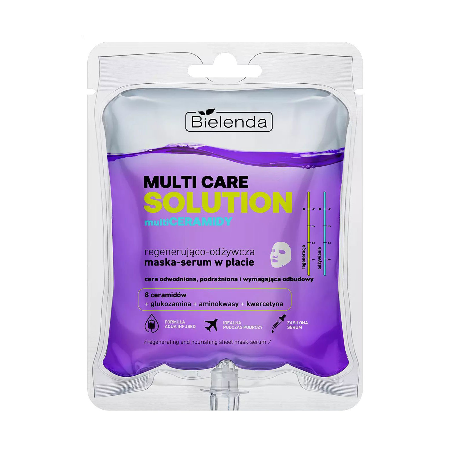 Регенерувальна та живильна тканинна маска-сироватка для обличчя Bielenda Multi Care Solution Multi Ceramides, 1 шт